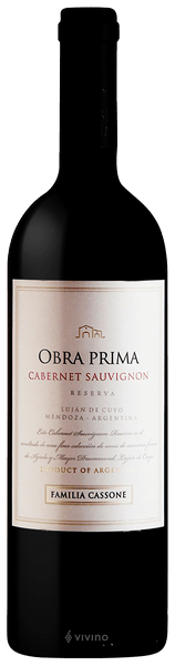 Bodega Familia Cassone Obra Prima Reserva Cabernet Sauvignon 2018