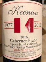 Keenan Upper Bowl Vineyard Cabernet Franc 2018