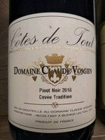 Domaine Claude Vosgien Cuv?e Tradition C?tes de Toul  Pinot Noir 2018