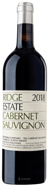 Ridge Vineyards Estate Cabernet Sauvignon 2018